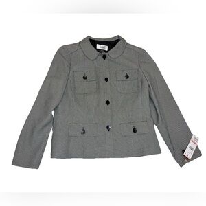 NWT Le Suit Gray Blazer With Collar Button Down Women’s Size 10